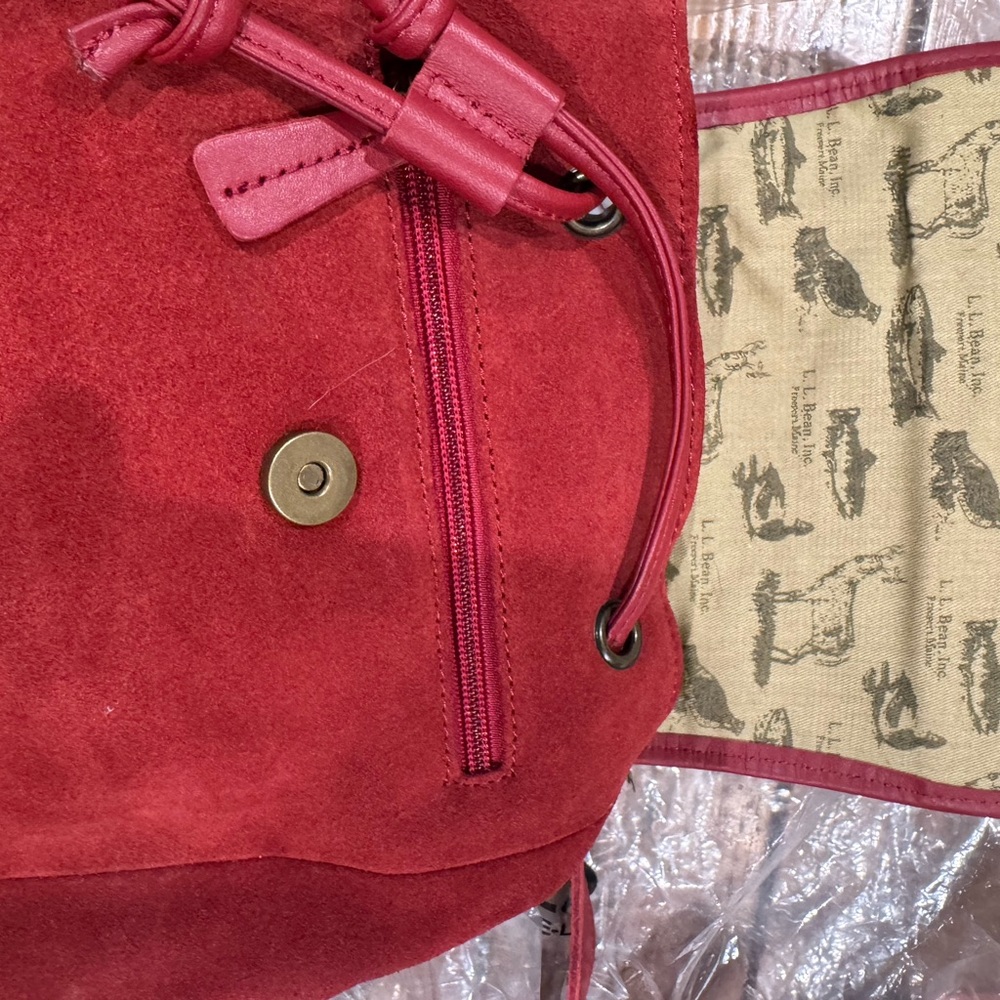 LL bean suede Red Women's Backpack bag - Picture 4 of 6